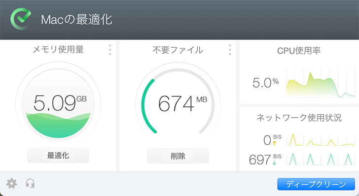 ライトクリーナー：メモリ最適化完了