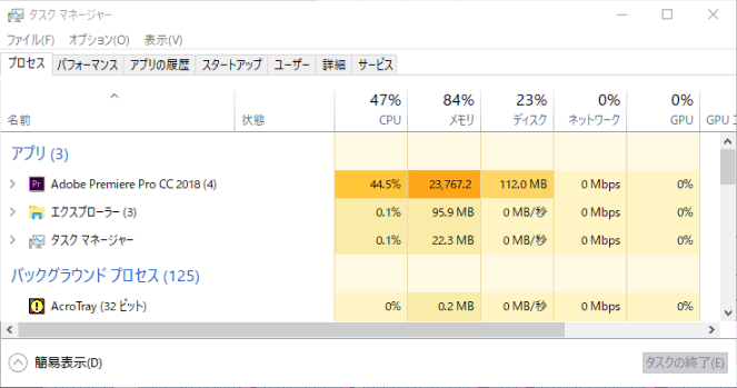 ４K動画編集時のメモリ使用量