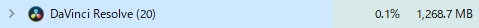DaVinci Resolveを起動した時のメモリ使用量